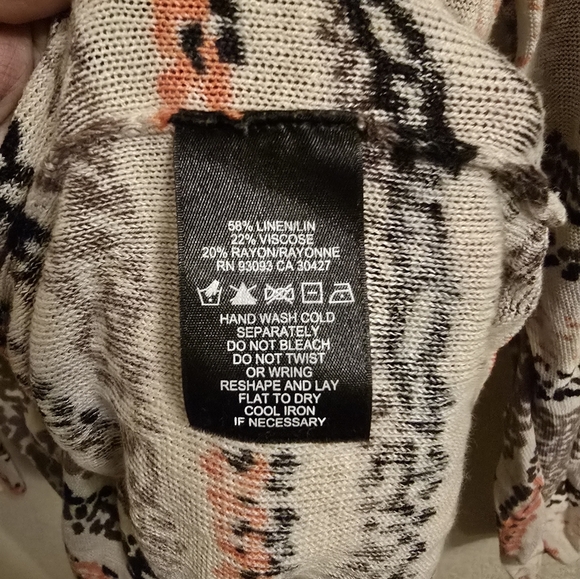 Sheer NIC+ZOE abstract long-sleeve blouse, size M, in great condition. - Picture 3 of 5